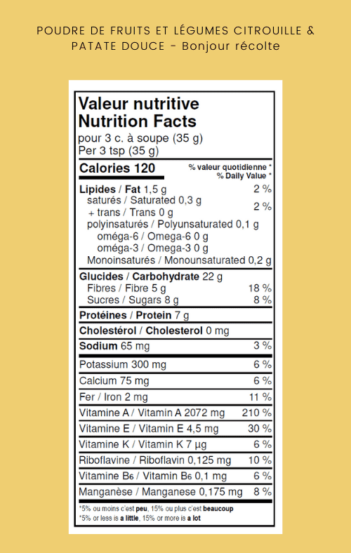Ensemble de poudre de fruits et légumes 3x 120g.
